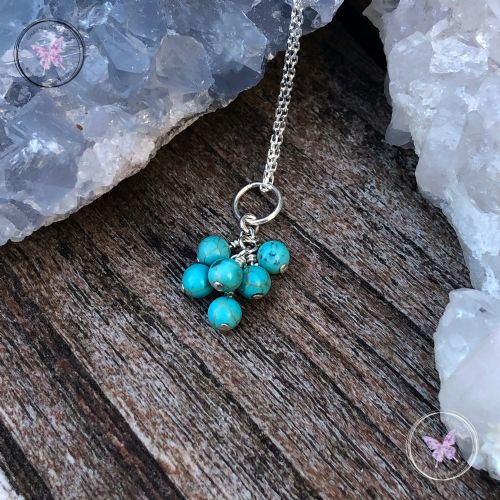 Turquoise Cluster December Birthstone Necklace